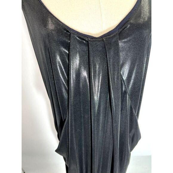 Diane Von Furstenberg LBD Black Liquid Dress Size 8 Lesley DVF Goth Punk Witchy - Picture 8 of 15